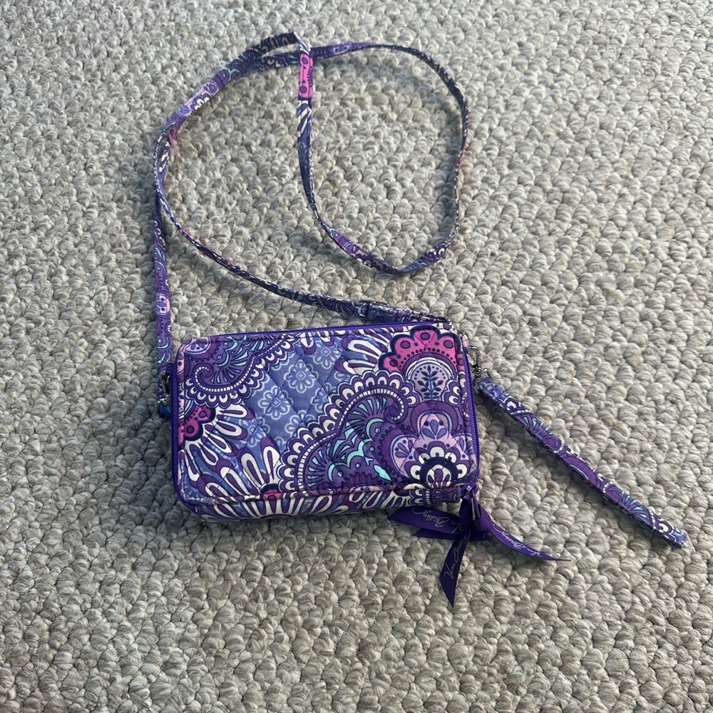 Vera Bradley Lilac Tapestry Crossbody/Wristlet Bag - Picture 7 of 13